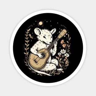 Retro Funny Possum Opossum playing the banjo Opossums Meme Magnet